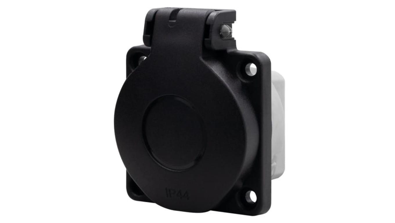 Gniazdo tablicowe 16A 250V 2P+Z IP44 SCHUKO czarne