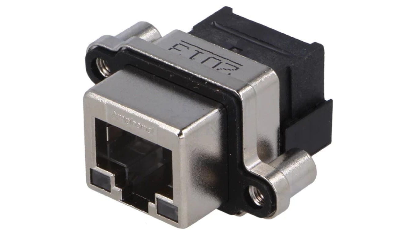 MRJ-5380-M1 Gniazdo RJ45 na panel THT kątowe 90 UL94V-0 IP67 M3
