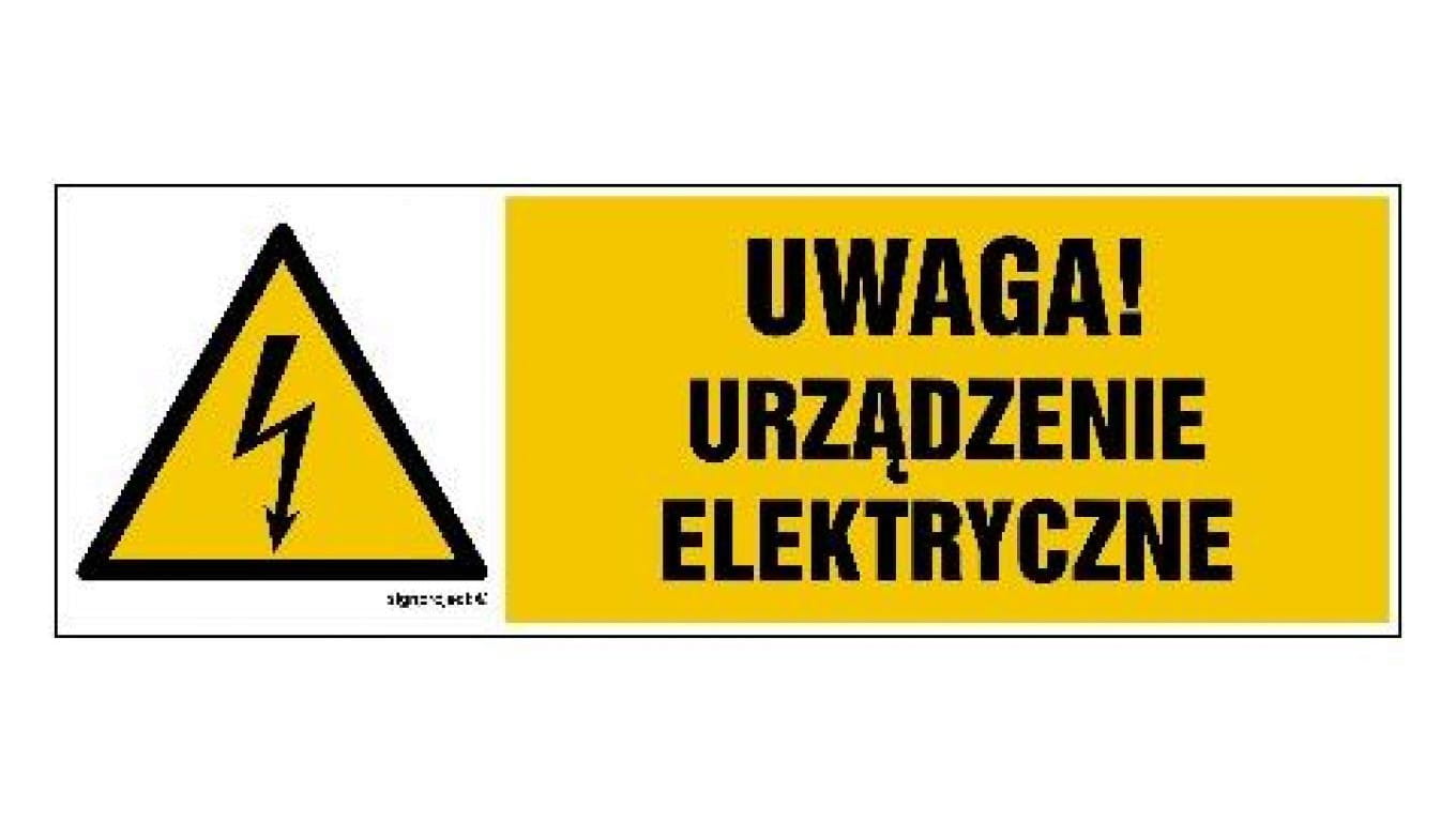 ZNAK - HB020 Uwaga urządzenie elektryczne 15 x 5 cm PN - Płyta 1mm