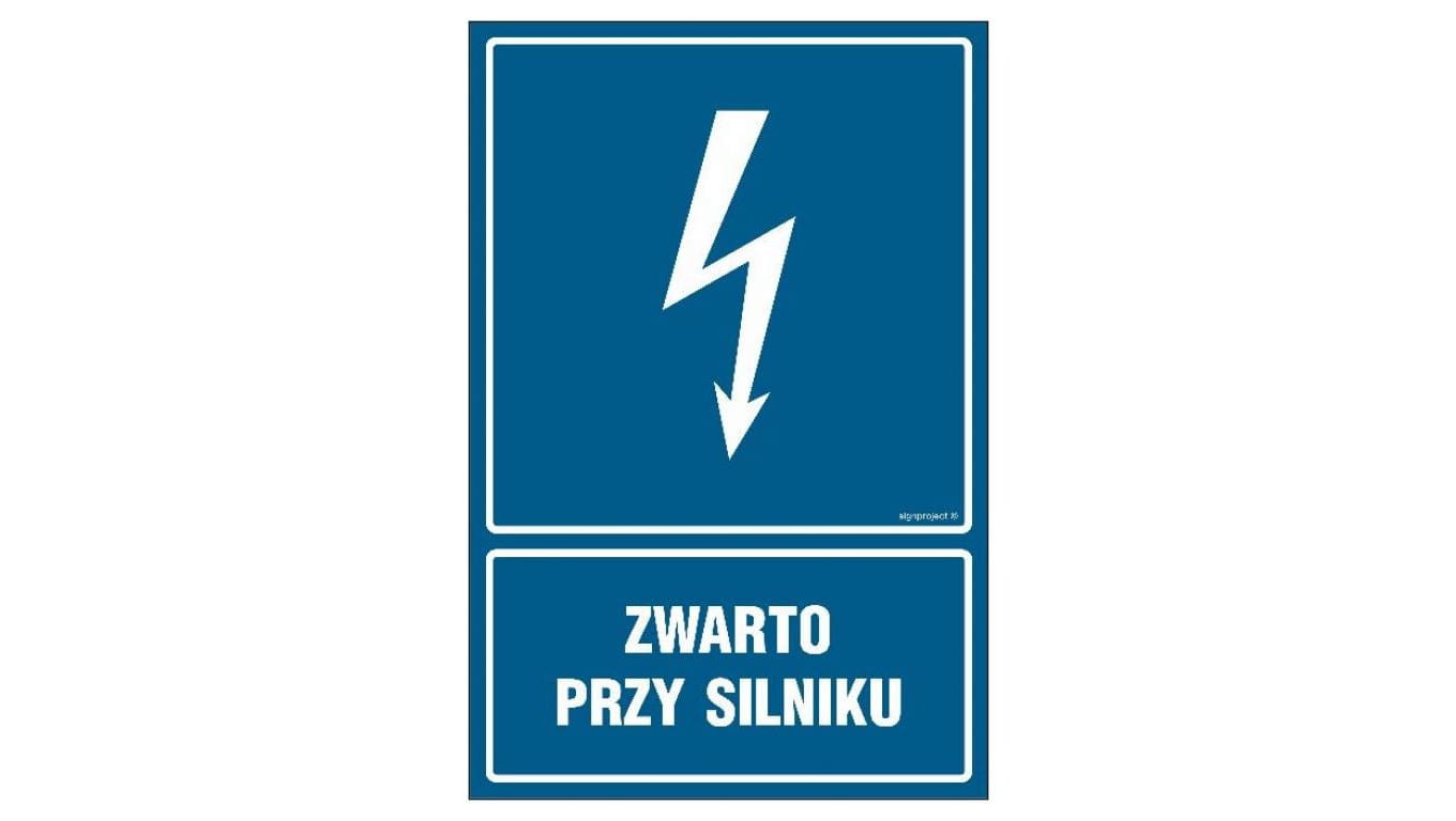 ZNAK - HG047 Zwarto przy silniku 70 x 105 cm FN - Folia samoprzylepna