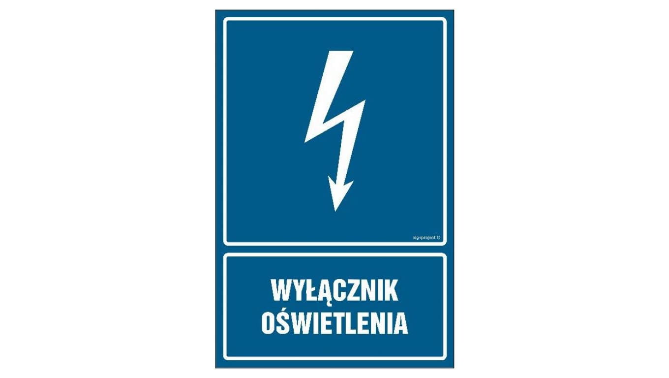 ZNAK - HG028 Wyłącznik oświetlenia 70 x 105 cm FN - Folia samoprzylepna