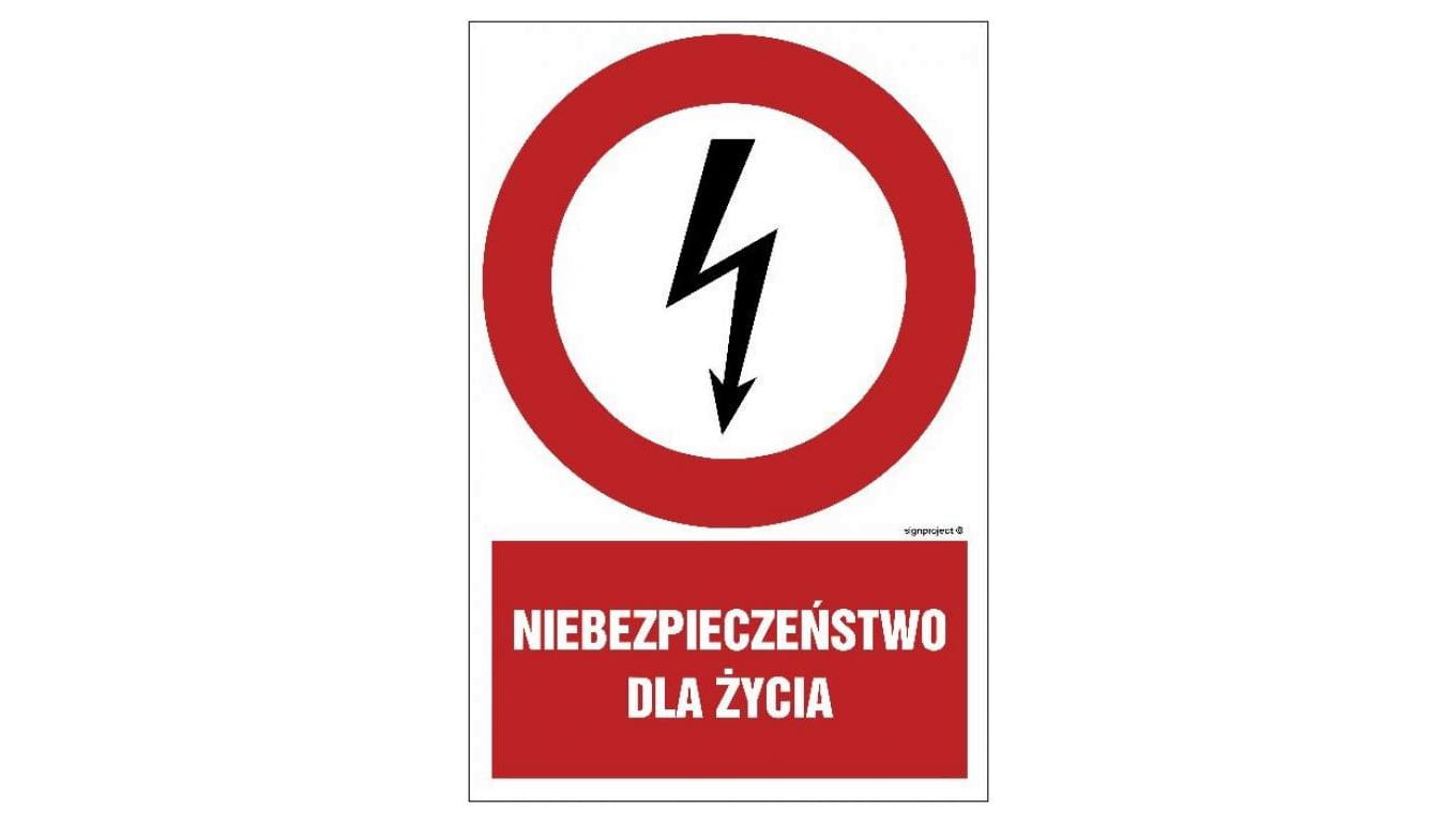 ZNAK - HC001 Niebezpieczeństwo dla życia 7,5 x 10 cm PN - Płyta 1mm