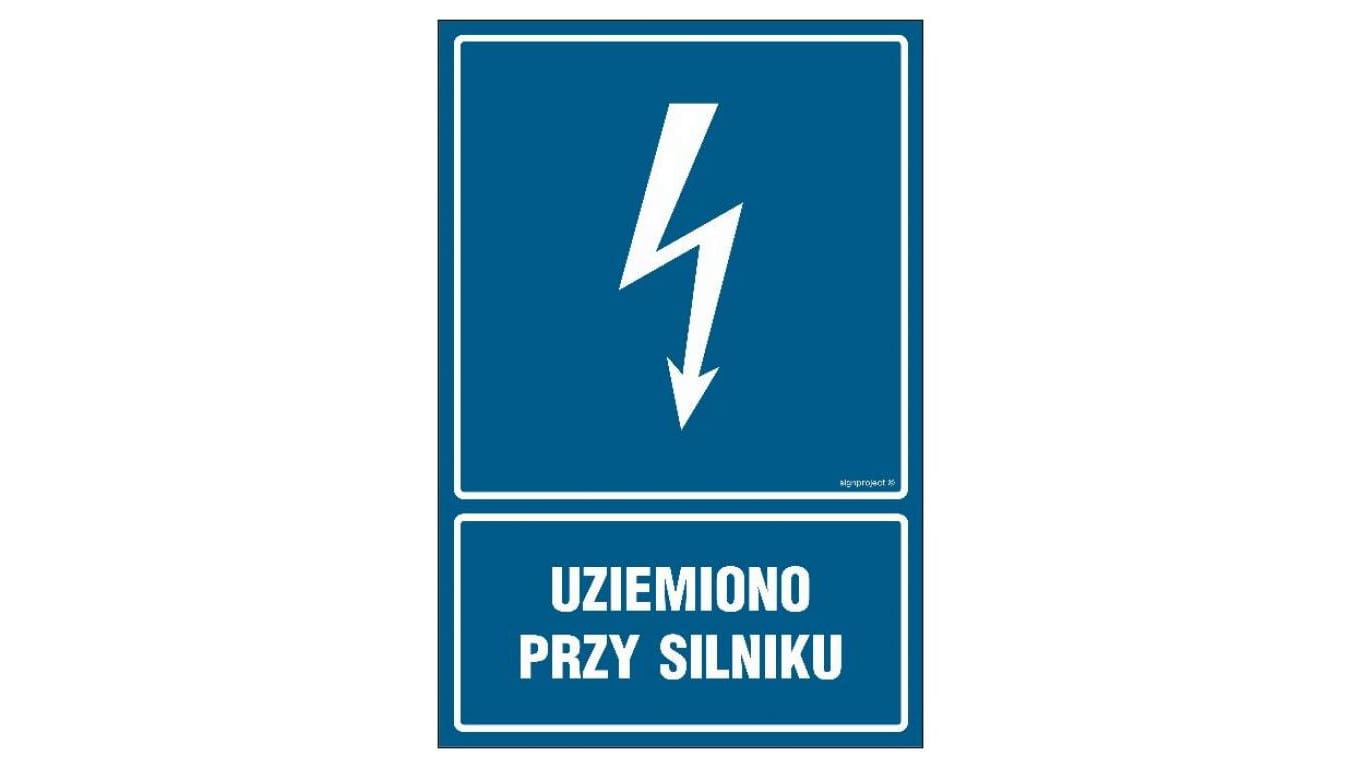 ZNAK - HG046 Uziemiono przy silniku 7,5 x 10 cm FN - Folia samoprzylepna