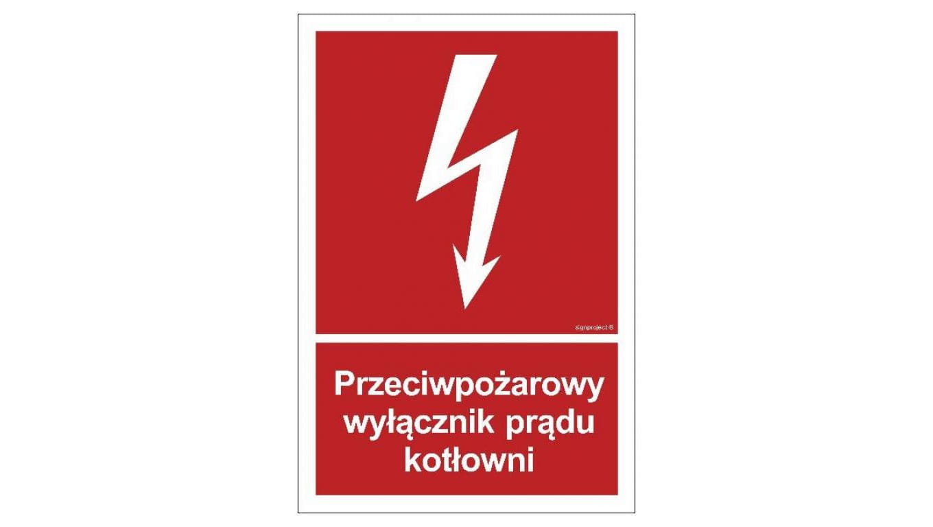 ZNAK - BB024 Przeciwpożarowy wyłącznik prądu kotłowni 40 x 59,4 cm KN - Folia podłogowa