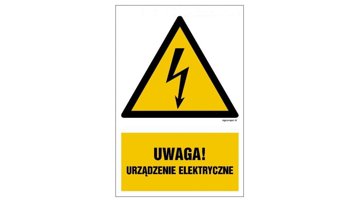 ZNAK - HA022 Uwaga urządzenie elektryczne 50 x 75 cm PN - Płyta 1mm