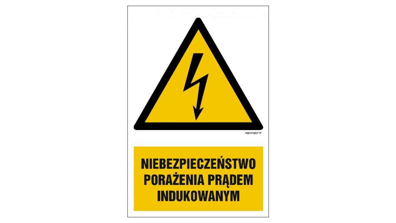 ZNAK - HA013 Niebezpieczeństwo porażenia prądem indukowanym 7,5 x 10 cm PN - Płyta 1mm