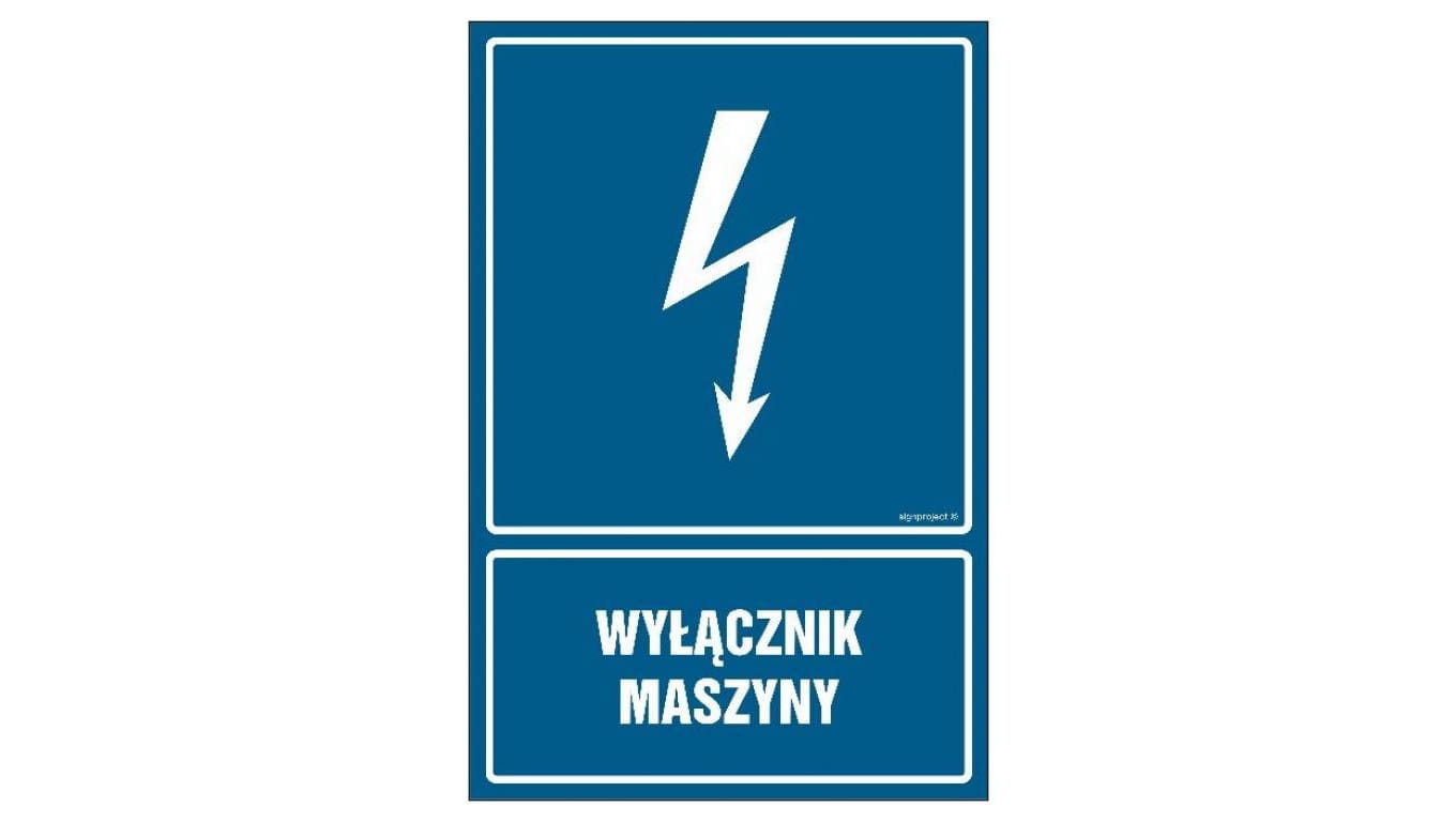 ZNAK - HG051 Wyłącznik maszyny 7,5 x 10 cm PN - Płyta 1mm