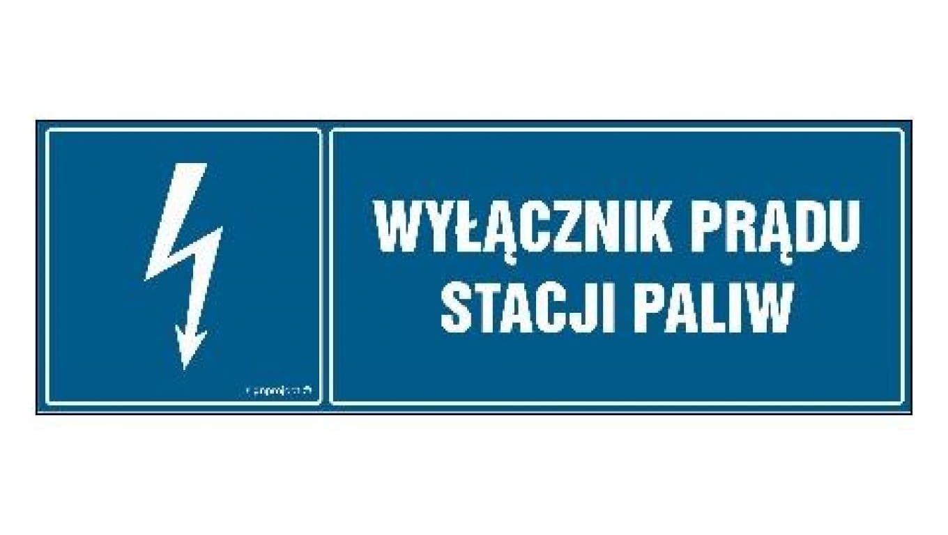 ZNAK - HH020 Wyłącznik prądu stacji paliw 15 x 5 cm PN - Płyta 1mm