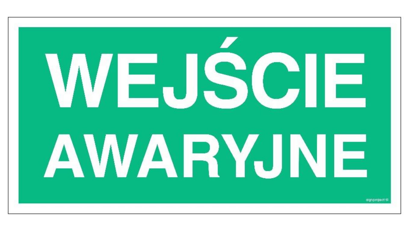 ZNAK - AC050 Wejście awaryjne 40 x 20 cm FS - Folia samoprzylepna foto.