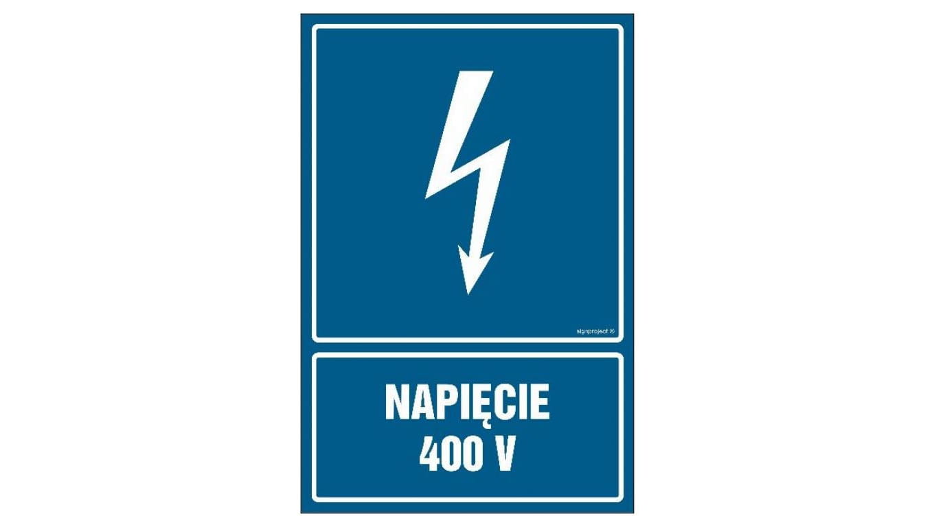 ZNAK - HG059 Napięcie 400 V 7,5 x 10 cm PN - Płyta 1mm