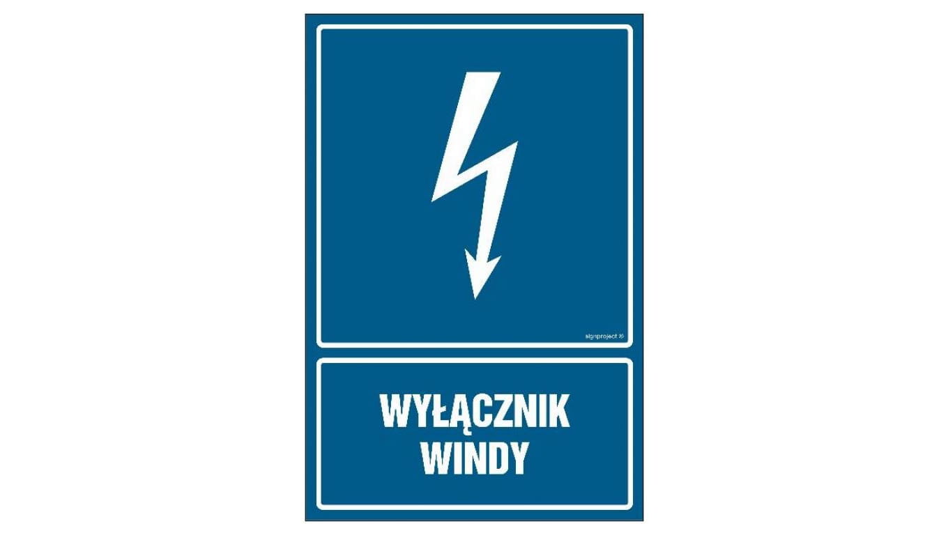 ZNAK - HG037 Wyłącznik windy 7,5 x 10 cm PN - Płyta 1mm