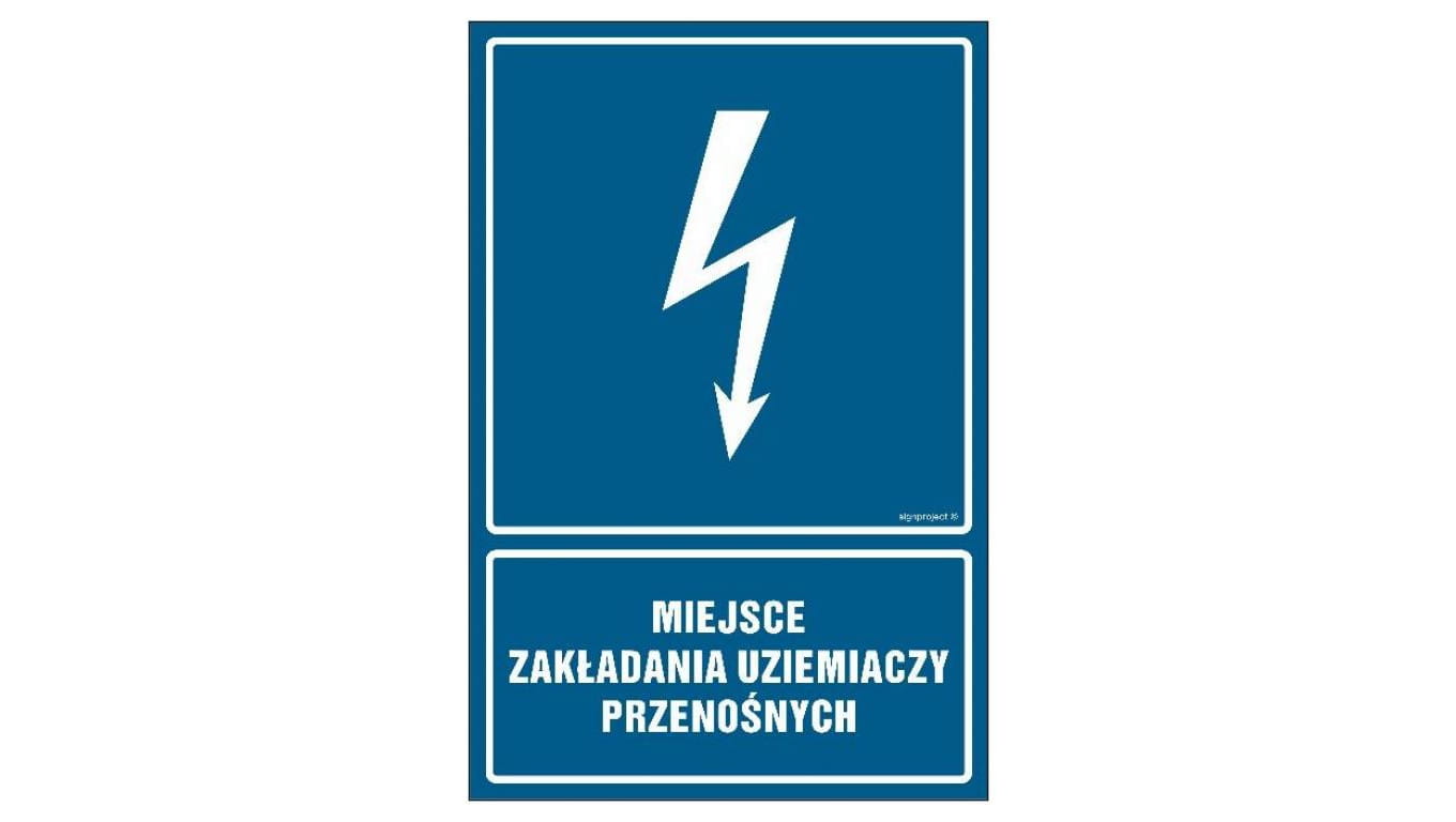 ZNAK - HG041 Miejsce zakładania uziemiaczy przenośnych 70 x 105 cm FN - Folia samoprzylepna