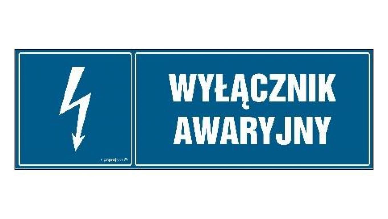 ZNAK - HH032 Wyłącznik awaryjny 15 x 5 cm PN - Płyta 1mm