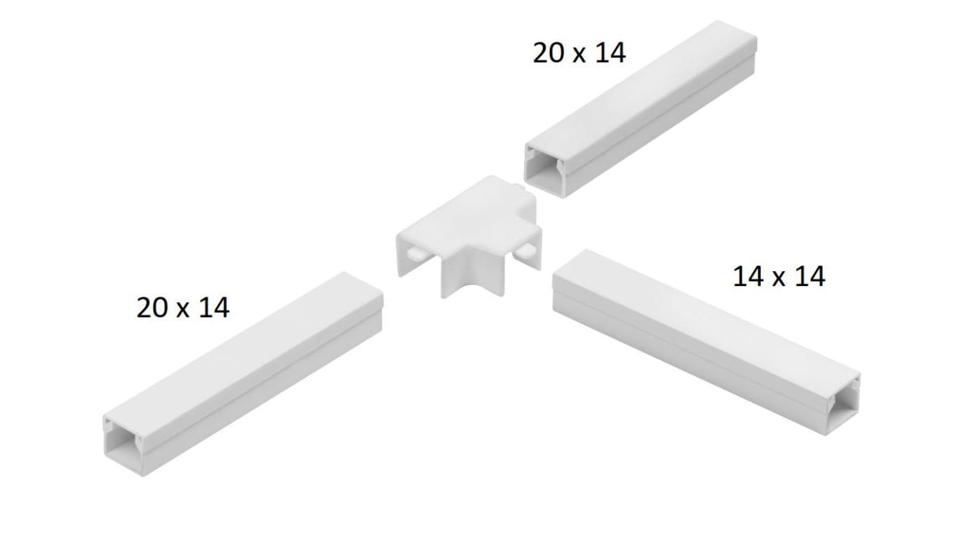 Osprzęt do listew elektroinstalacyjnych, trójnik redukcyjny BIAŁY LOR 20x14x20 (1szt.)