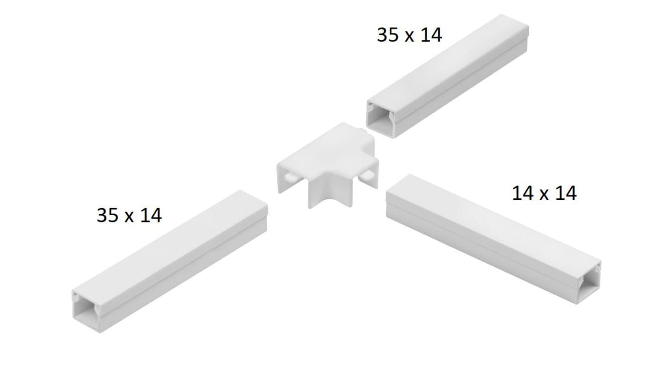 Osprzęt do listew elektroinstalacyjnych, trójnik redukcyjny BIAŁY LOR 35x14x35 (1szt.)