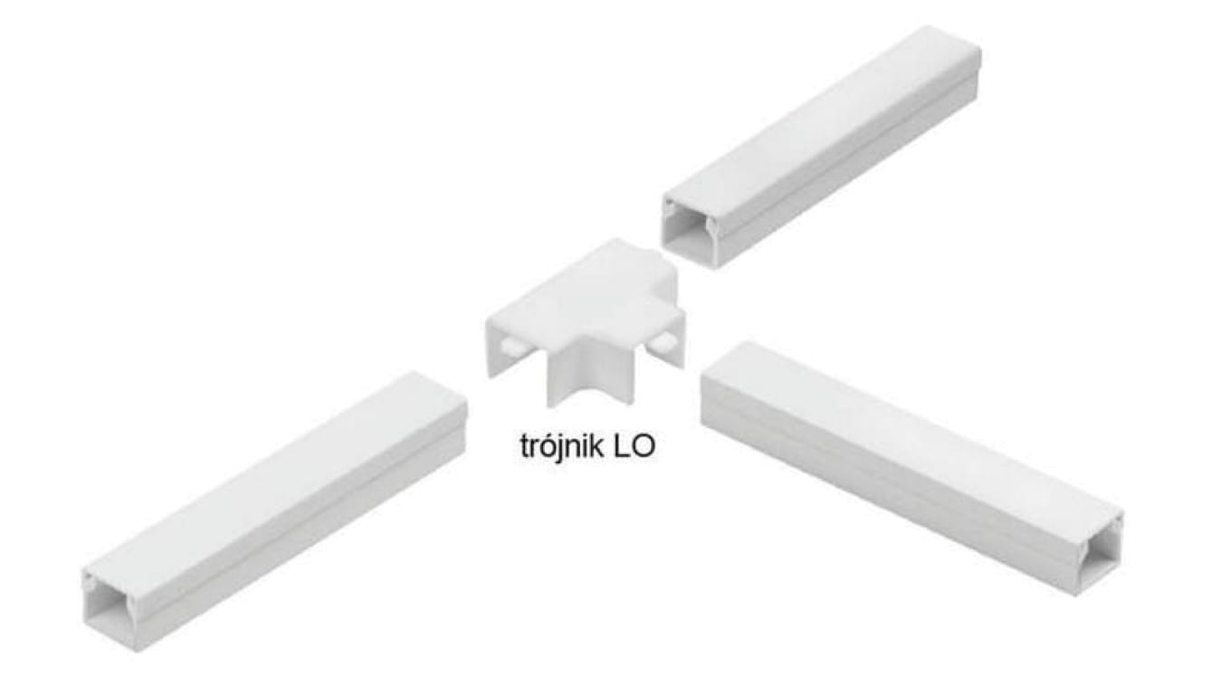 Osprzęt do listew elektroinstalacyjnych, trójnik BIAŁY LO 14x14 (1szt.)