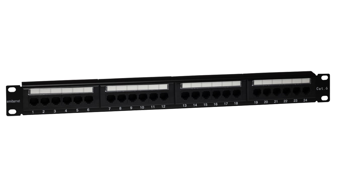 Panel 19 24 x RJ45 UTP kat. 6 (1U) z półką
