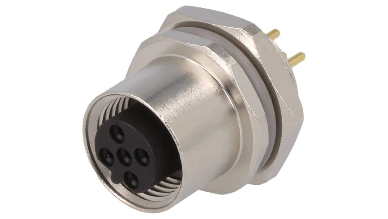 Złącze okrągłe M12 żeńskie proste montaż THT 5pin 60V T4143412051-000