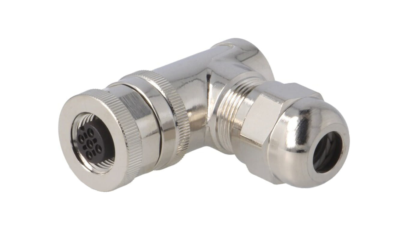 Złącze okrągłe M12 żeńskie kątowe ekranowane 4-PIN 250V PG9 T4112012041-000