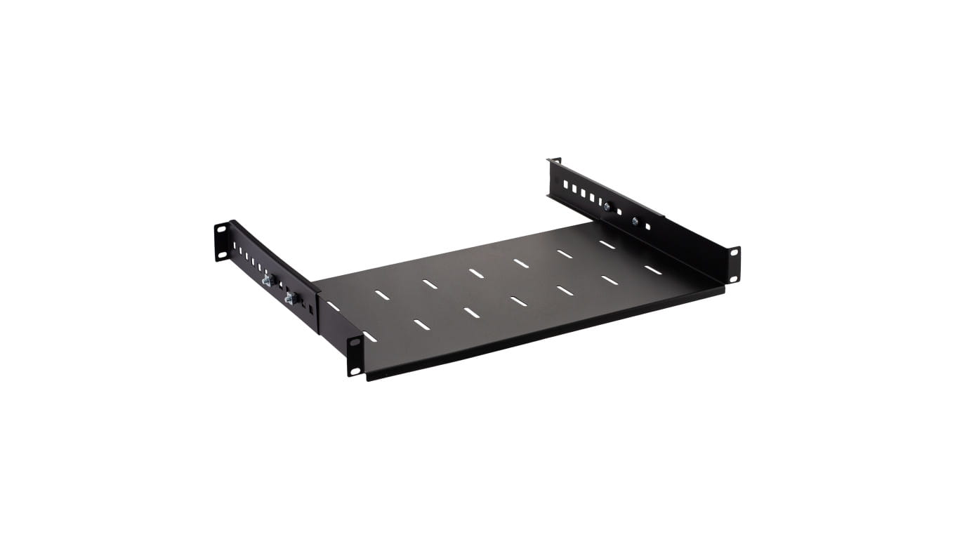 Półka regulowana do szafy RACK 19 cali 1U 250mm czarna
