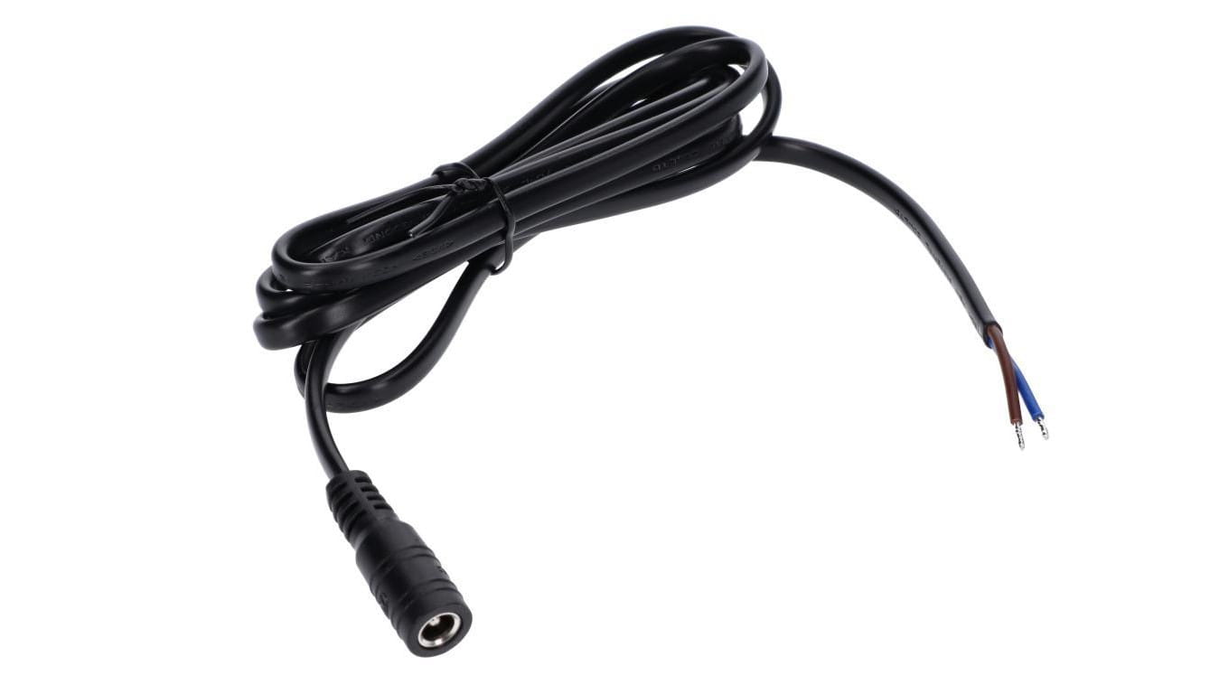 Gniazdo DC 5.5x2.1 5A przewód czarny 150cm 18awg