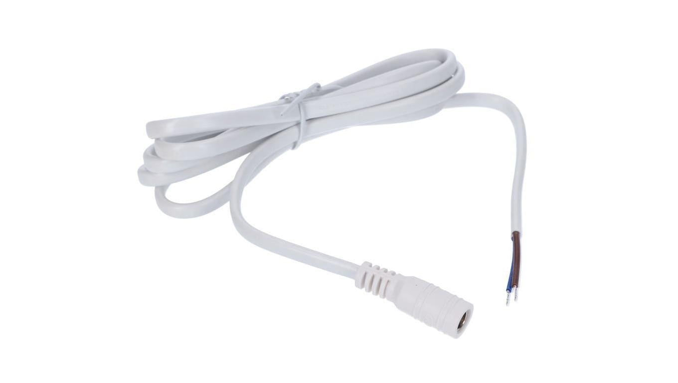 Gniazdo DC 5.5x2.1 5A przewód biały 150cm 18awg