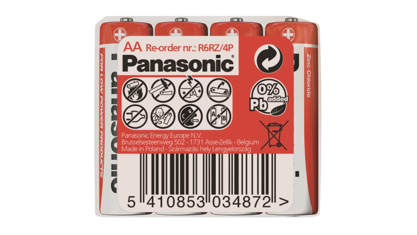 Bateria cynkowo-węglowa R6 / AA 1,5V /foliowane 4szt./