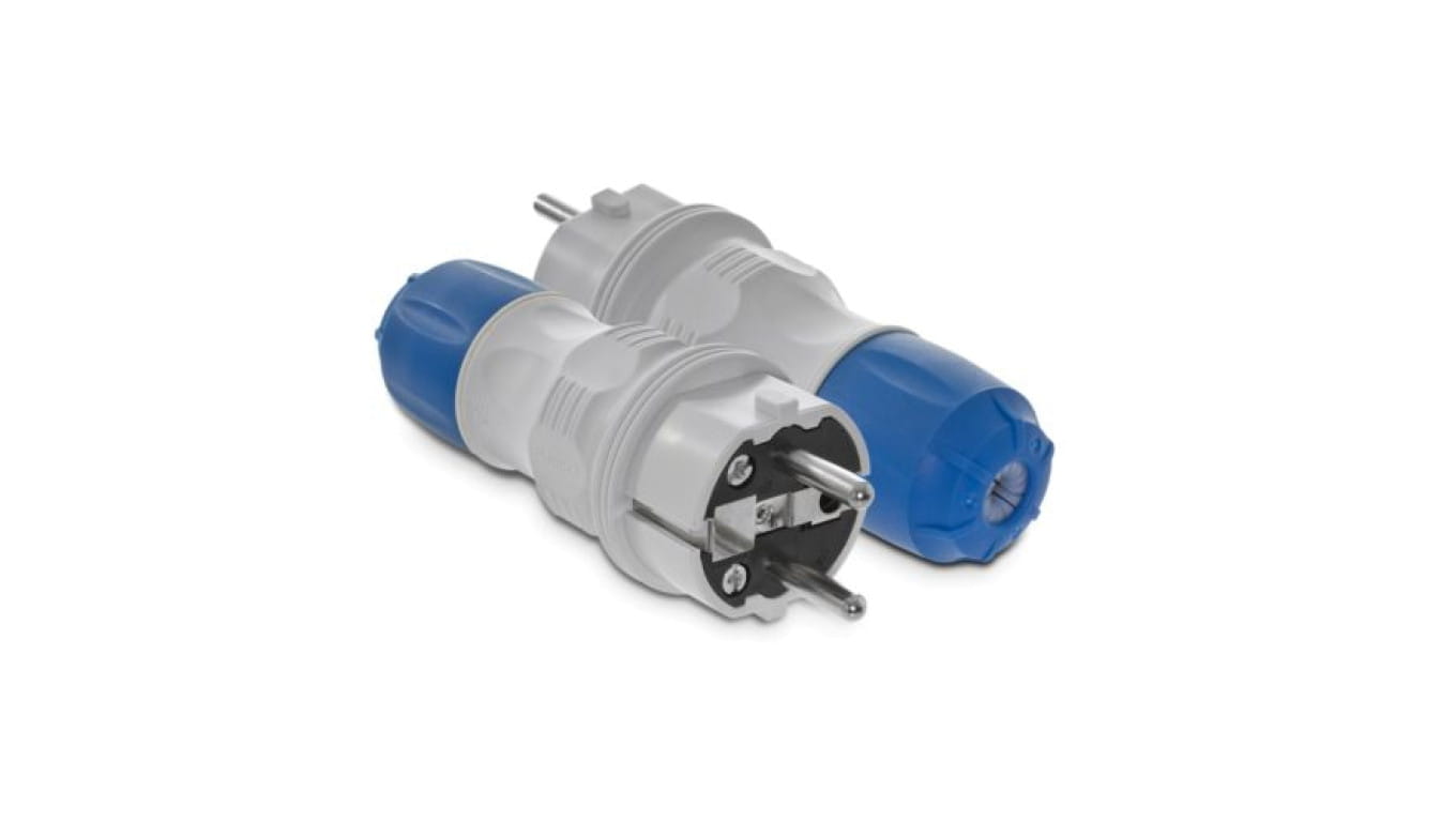 Wtyczka prosta 16A 2P+Z 250V IP54 szary/niebieski WT-54 W-97976