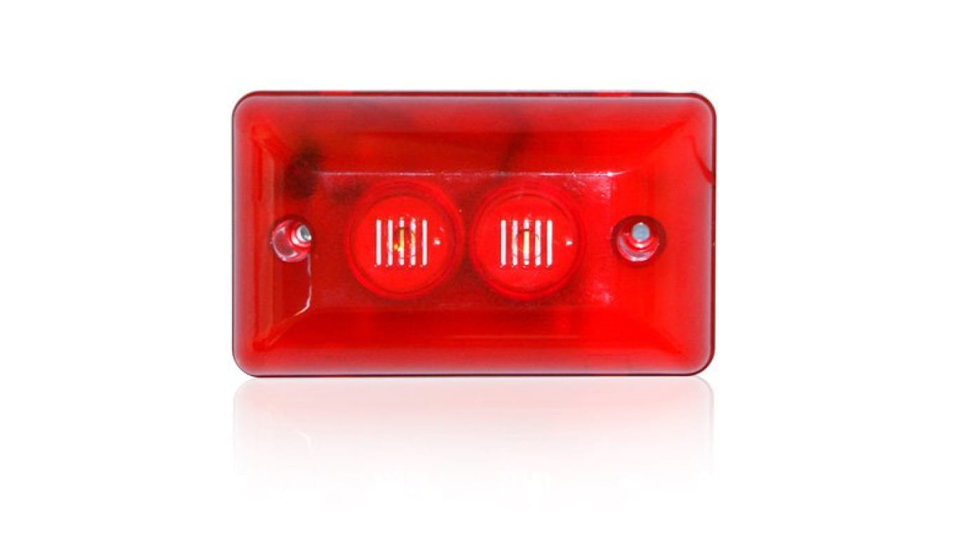 Sygnalizator akustyczno-optyczny 105dB, piezoelektryczny, optyka-diody LED, pobór 250mA/5mA,6-14V SV 102