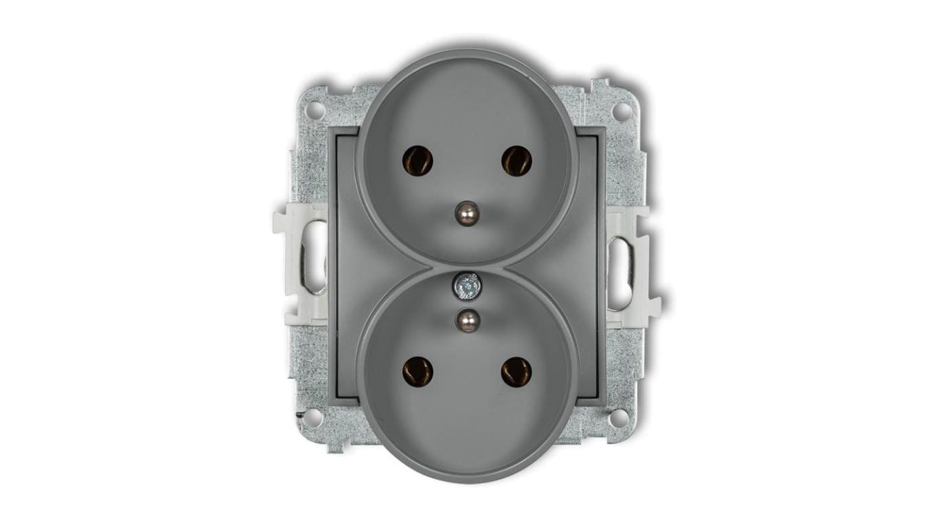 MINI Gniazdo podwójne z/u szary mat 27MGPR-2z