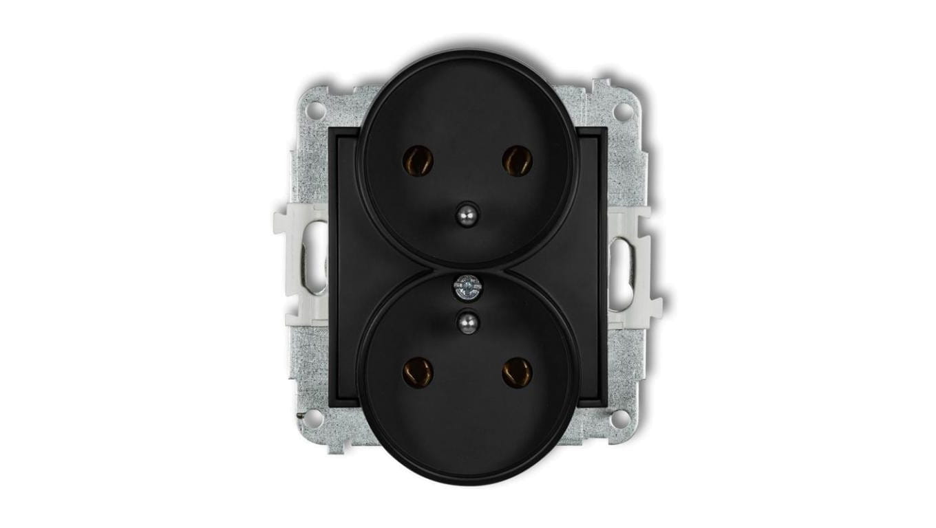 MINI Gniazdo podwójne z/u czarny mat 12MGPR-2z