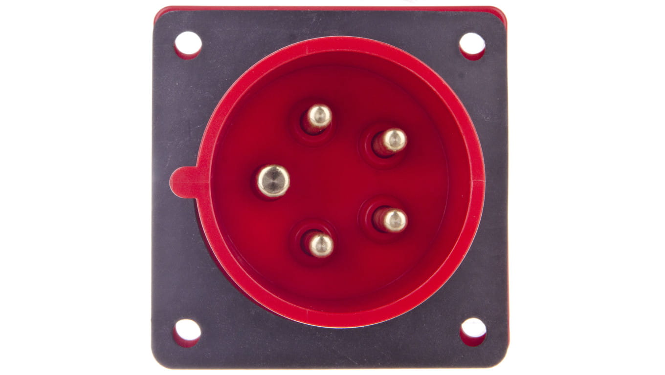 Wtyczka tablicowa 16A 5P 400V czerwona IP44 615-6f7
