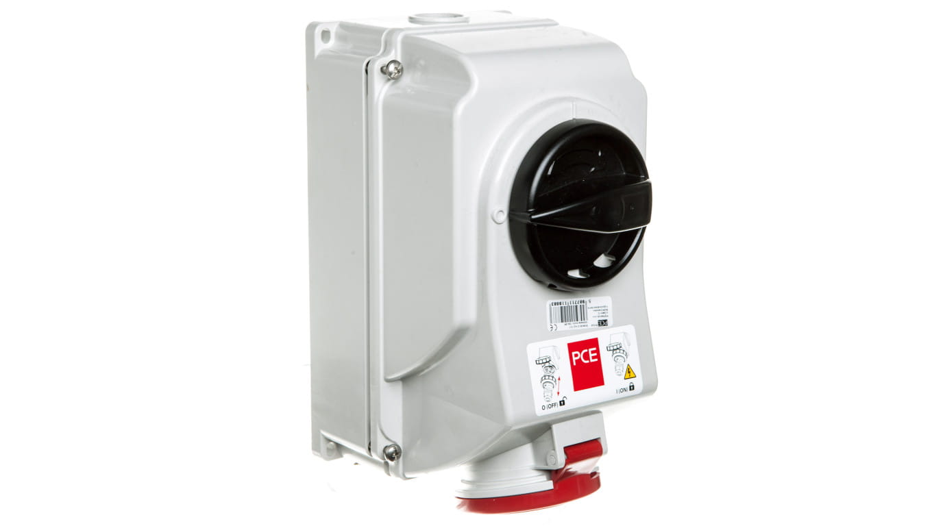 Gniazdo stałe z wyłącznikiem 0-1 duże 16A 5P 400V IP44 /blokada mechaniczna/ 7515-6