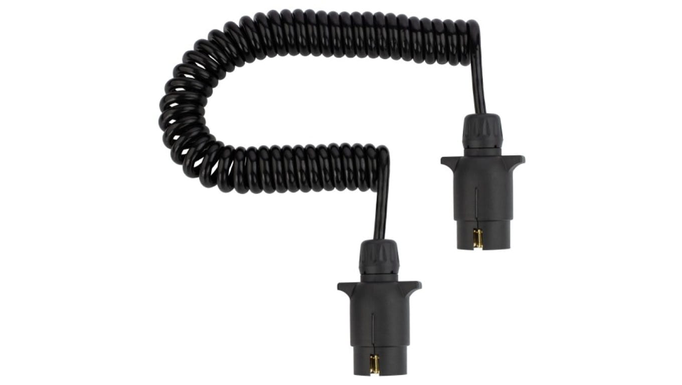 Przewód spiralny QLY-s kabel do przyczepy zakończony plastikowymi wtykami 7-pin 12V 3m