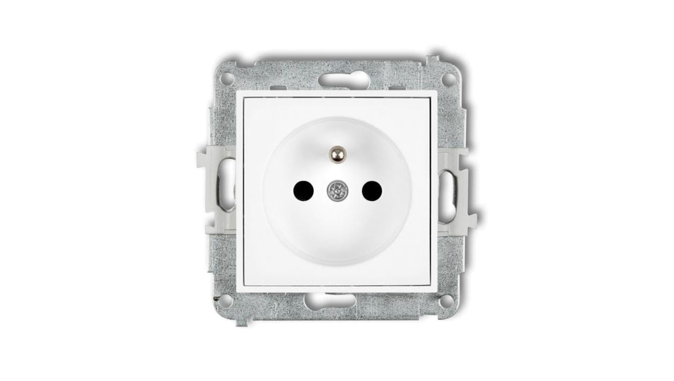 ICON Mechanizm gniazda pojedynczego z uziemieniem 2P+Z (przesłony torów prądowych) biały mat 25IGP-1zp