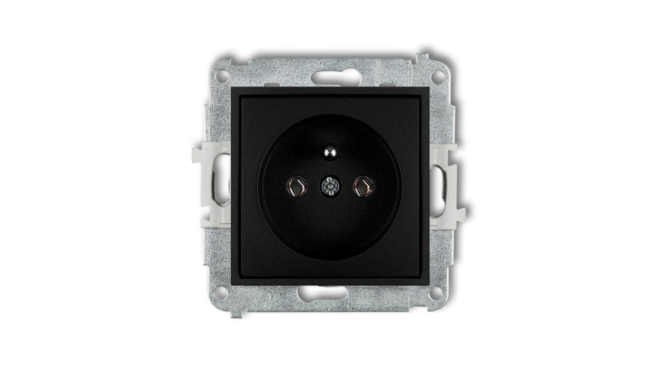 ICON Mechanizm gniazda pojedynczego z uziemieniem 2P+Z (bez przesłon torów prądowych) czarny mat 12IGP-1z